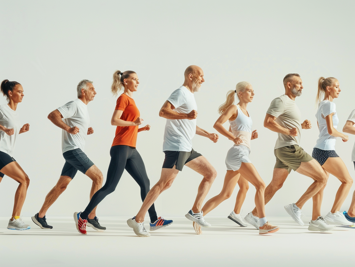 Люди різного віку займаються фітнесом на відкритому повітрі